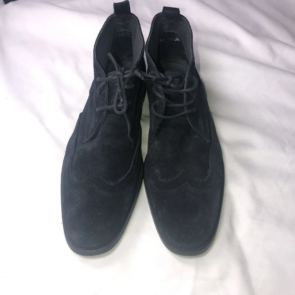 TOPMAN Boots Men Size 9 EUR 41 Blue Suede Ankle Wing Tip Lace- up University